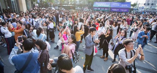 Young people playing a game together on their phones