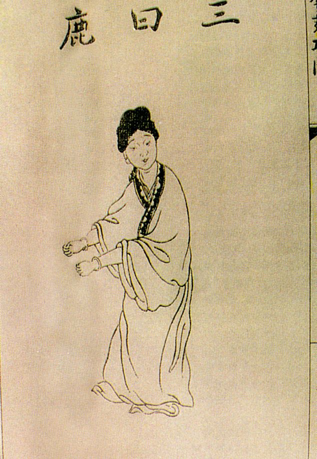 Deer is one of the animals in Wuqinxi that is performed in a hand-foot kneeling posture