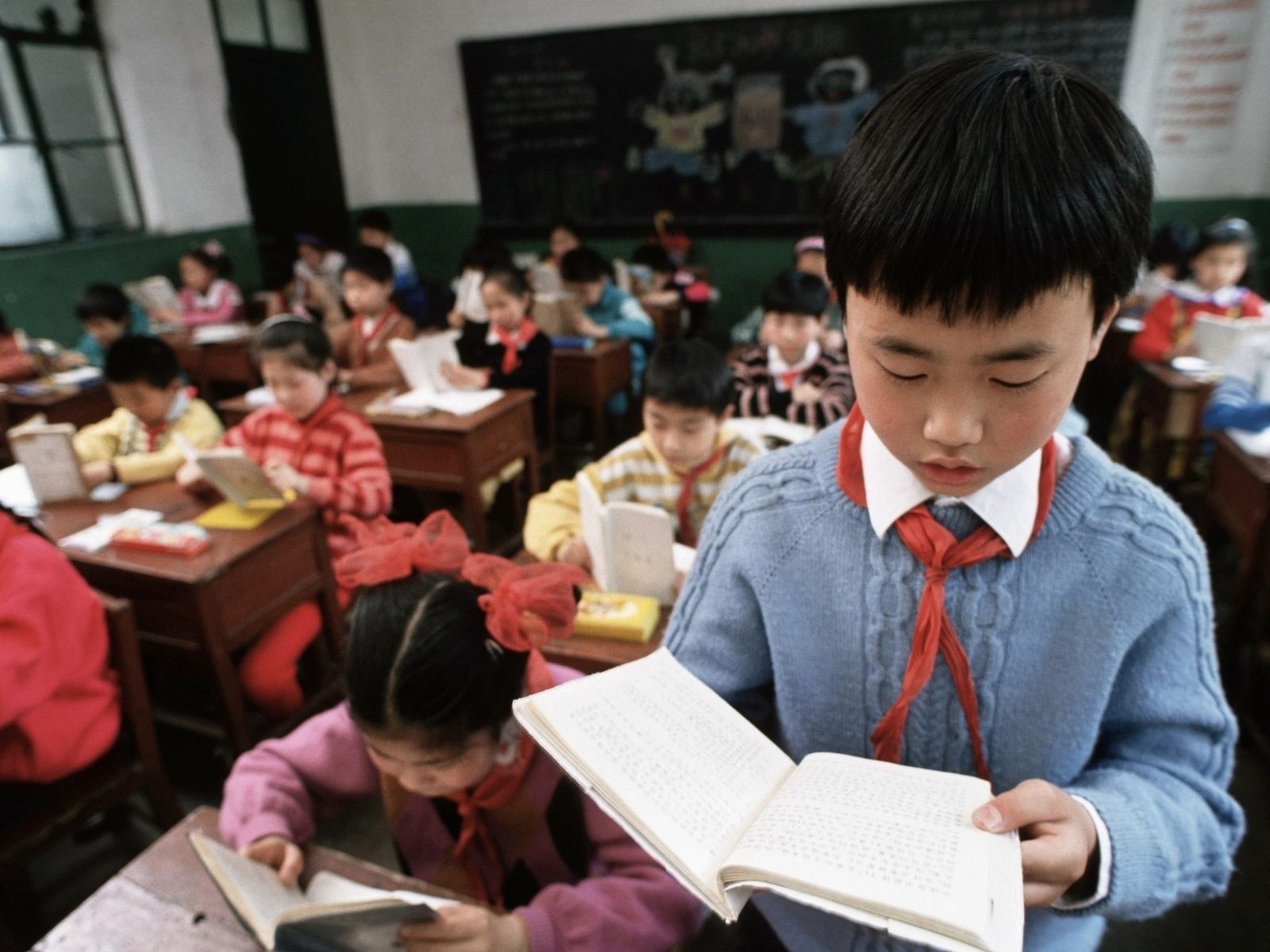 Chinese students reading