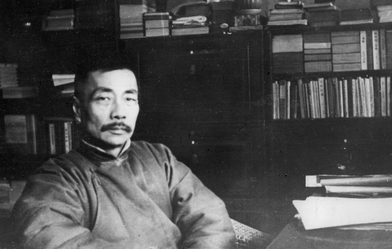 A photo of Lu Xun in his study in Shanghai in 1927.