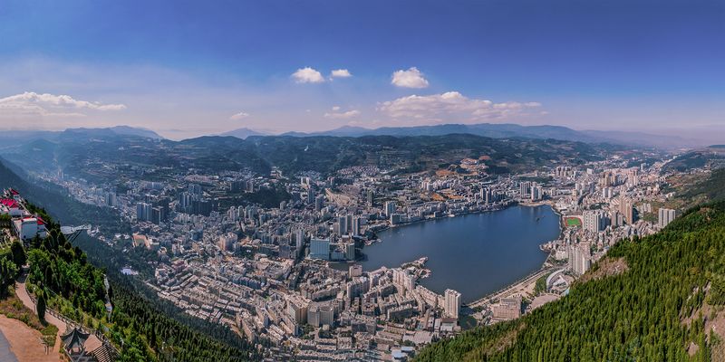 Present day view of Gejiu and Gold Lake, China's tin city
