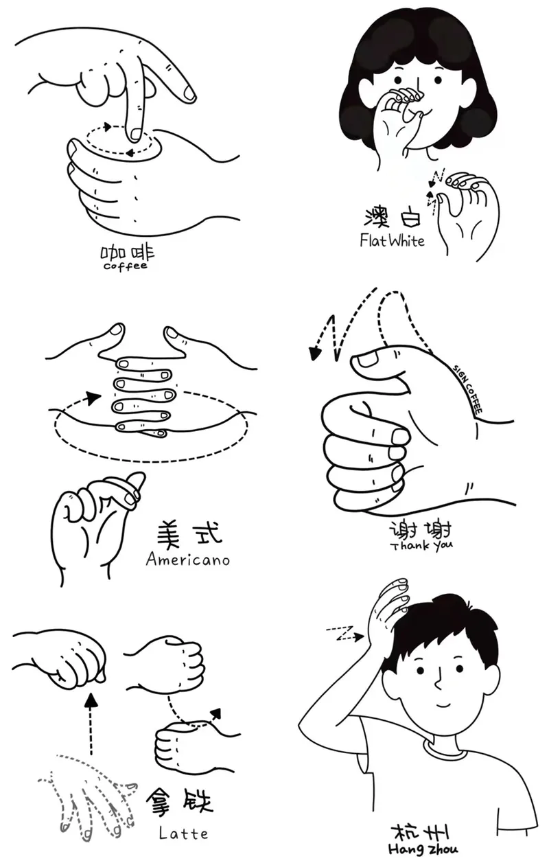 Sign language guides at Hangzhou's Sign Cafe