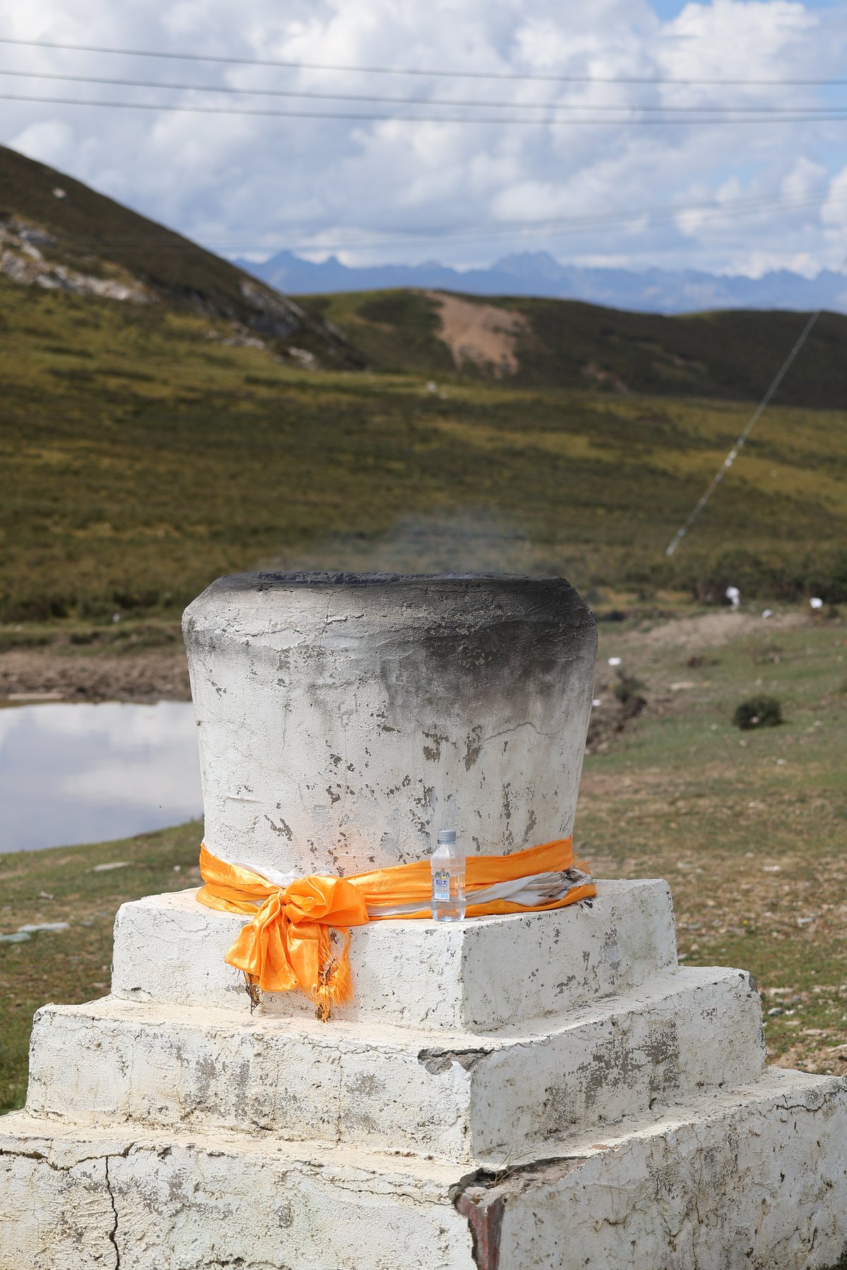 A platform for the weisang ritual in Yushu, Qinghai province