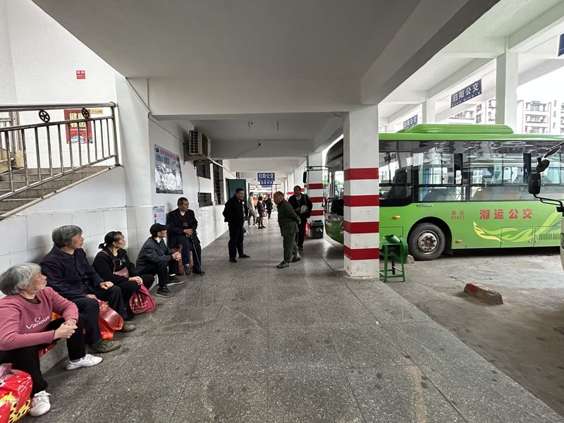 Elderly passengers waiting for inter-village buses in China