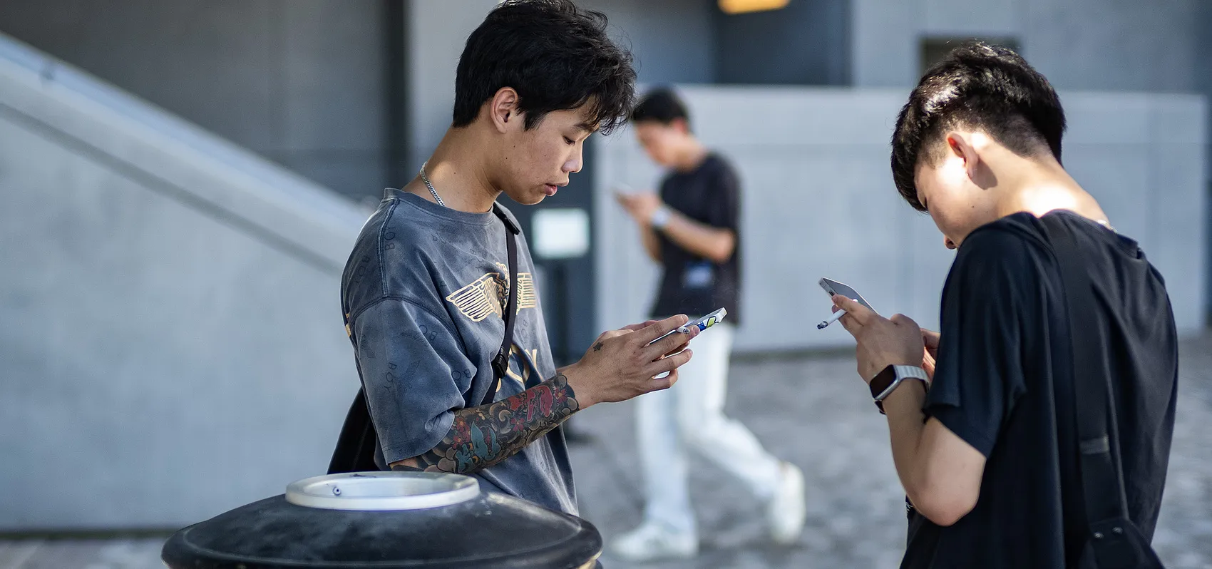 Young people smoking Hong Kong