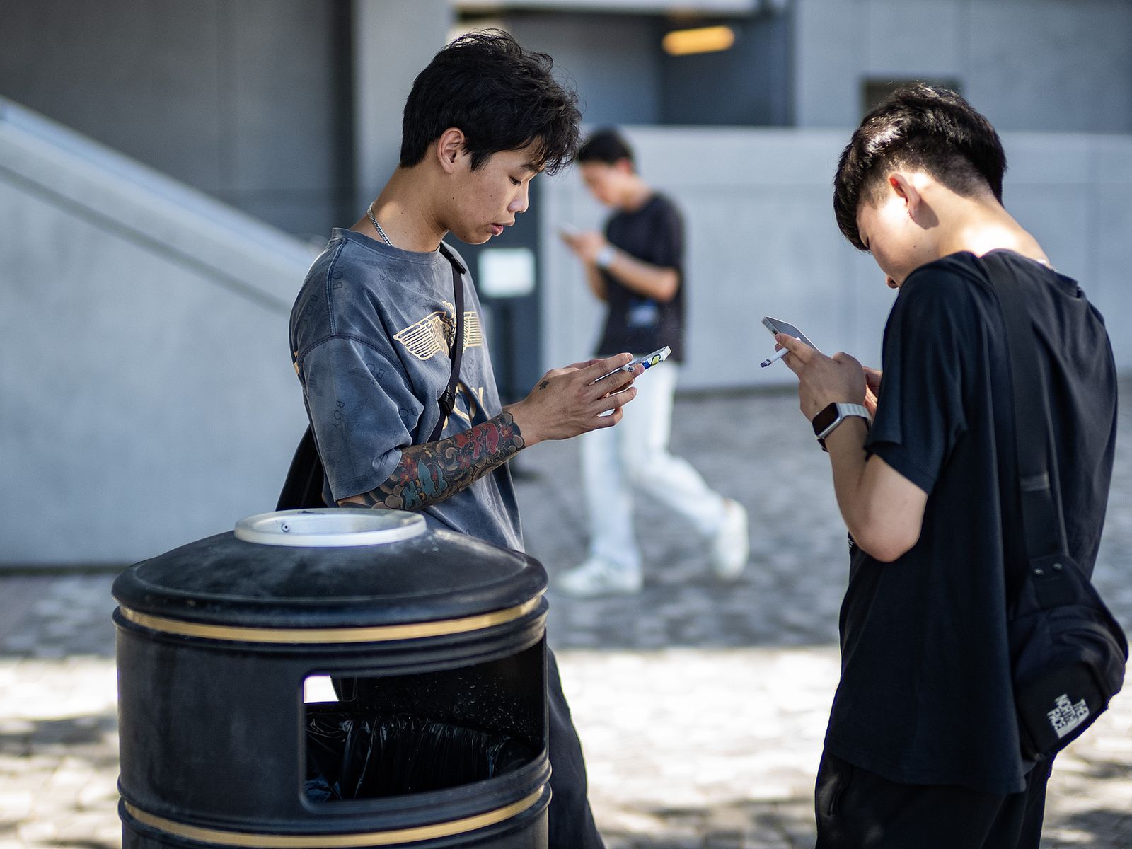 Young people smoking Hong Kong