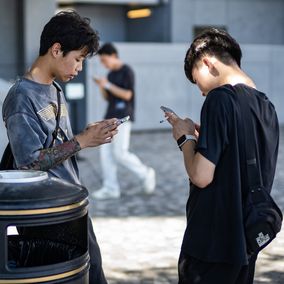 Young people smoking Hong Kong