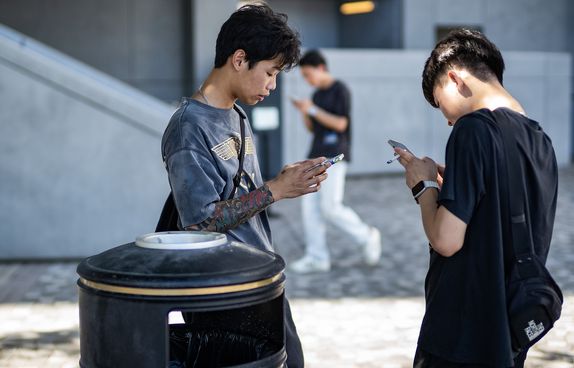 Young people smoking Hong Kong