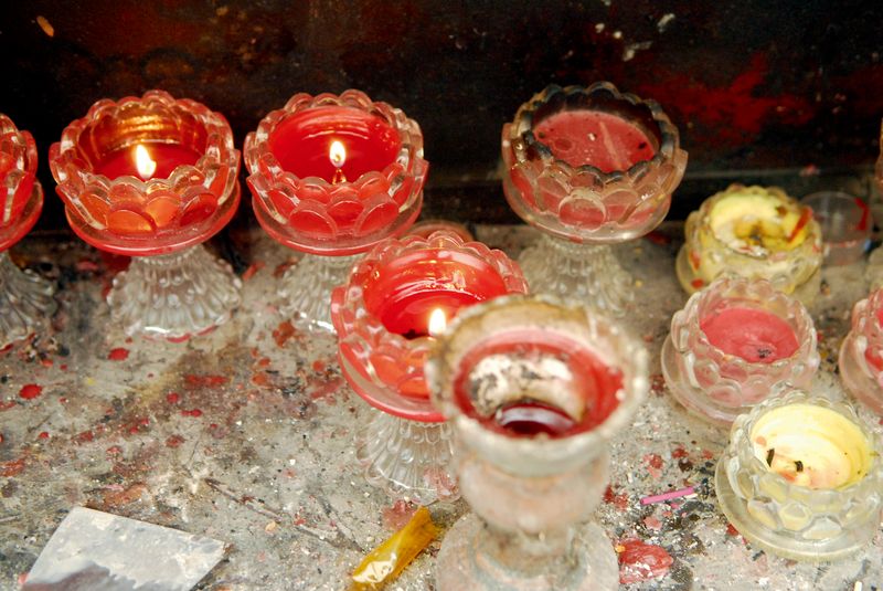 Followers light candles in Linji Temple, candles in temple, chinese architecture, chinese temple