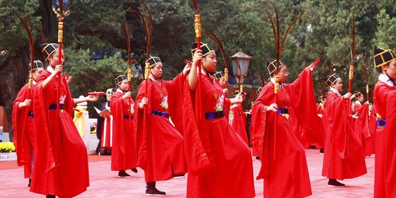 Confucius Ceremony Red Dancers