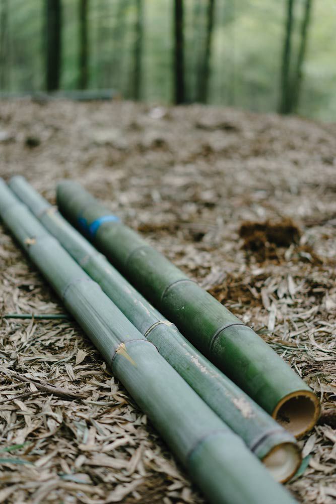 The leftover bamboo can be made into hangers, brooms, shoulder poles, and other handy tools for the villagers