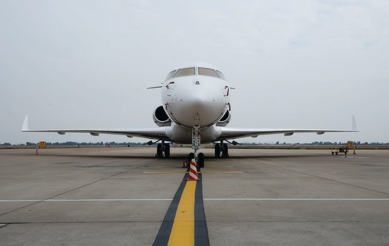 A Global 6000 Bombardier business aircraft owned by Wenzhou businessman Xu Yu, purchased for about 400 million RMB in 2014