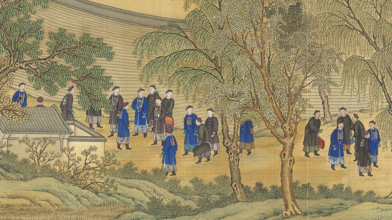 A painting of Qing officials titled “Imperial Rites of Sericulture”, China's Civil Servant Systems