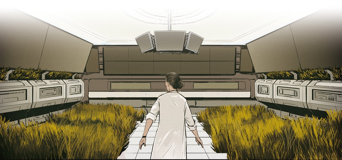 illustration of a futuristic green house, Chinese sci-fi short story